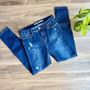 Stradivarius Distressed Skinny Fit Jeans Blue Size 10